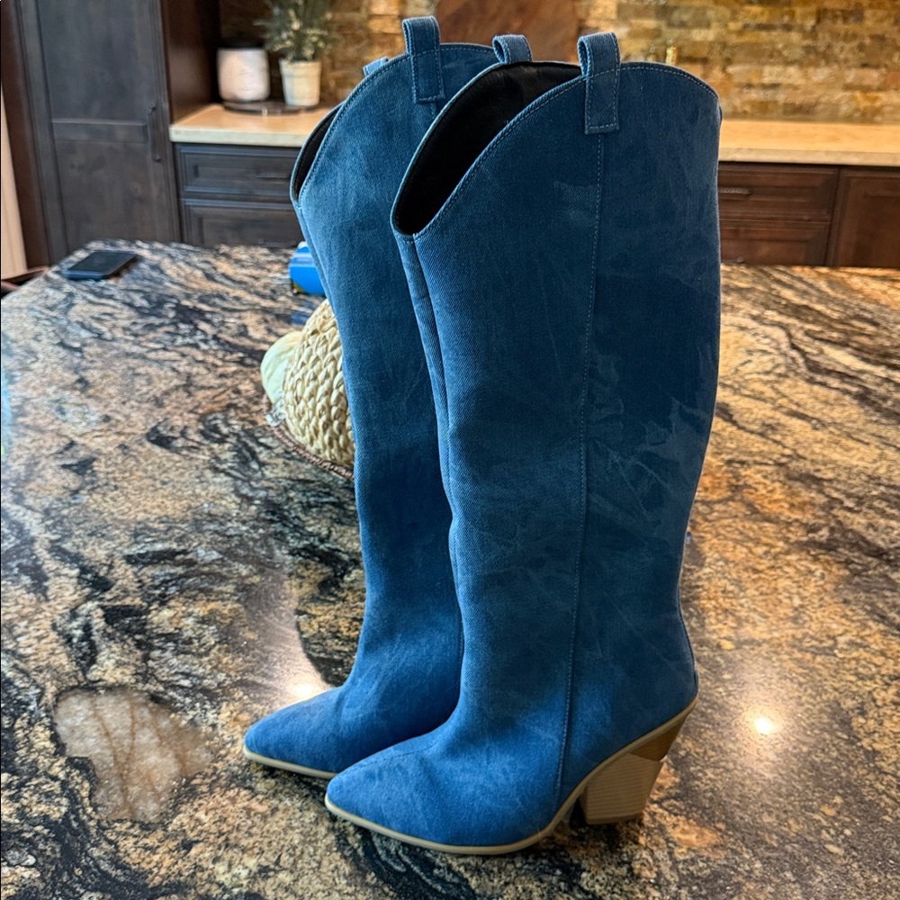 Denim boots